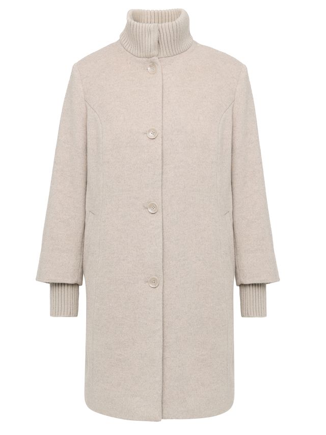 Wollmantel mit Strickdetails