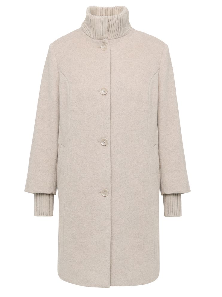 Wollmantel mit Strickdetails